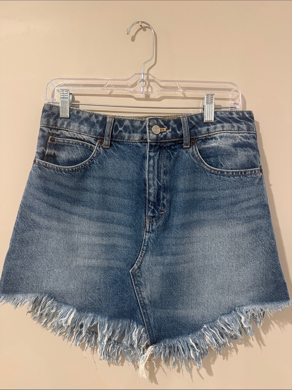 We The Free Denim Frayed Hem Skirt - Blue